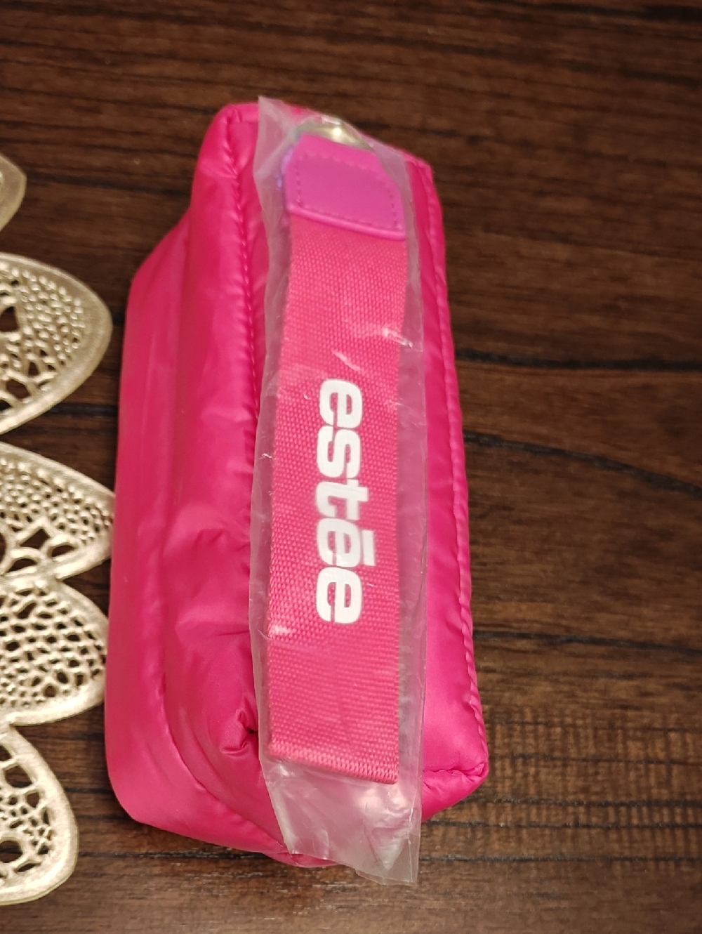 Estee Lauder Hot Pink Makeup Pouch with Blue Trim